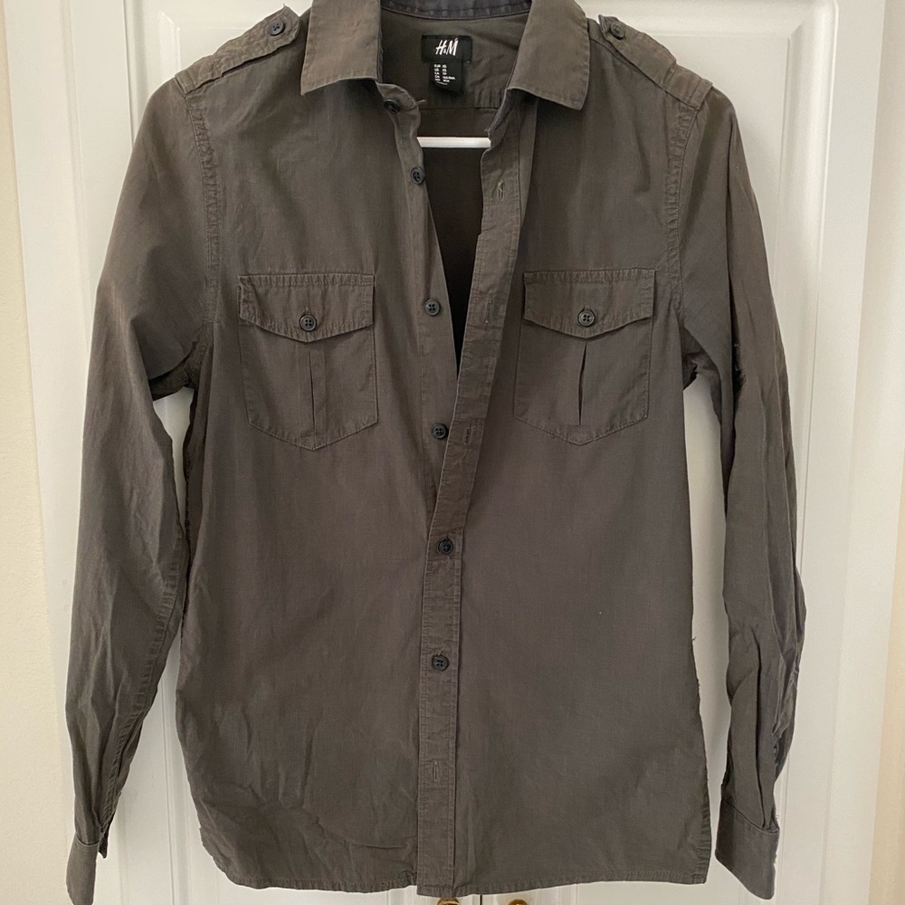 H&M Army Green Button up